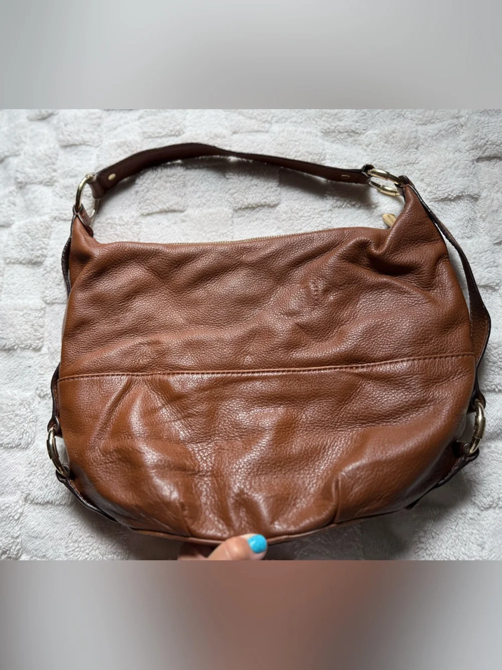 Michael Kors Cognac Brown Leather Shoulder Bag with Gold Logo
